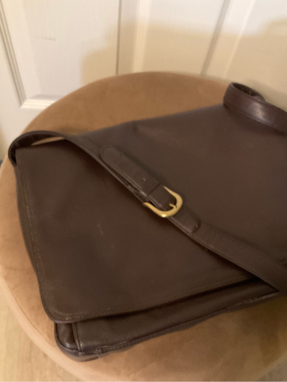 Charter Club Dark Brown Leather Crossbody Messenger Bag